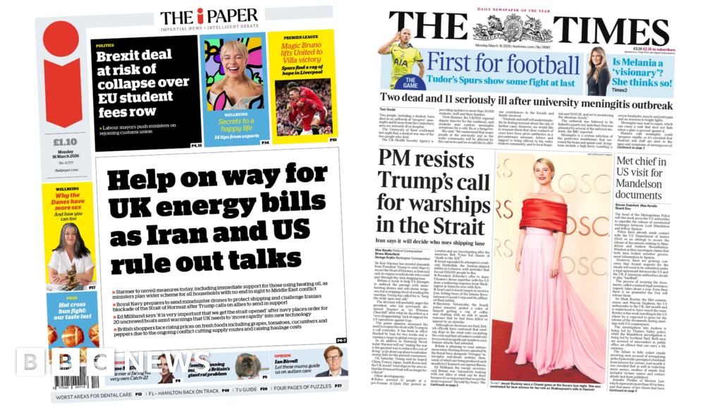 Newspaper headlines: ‘Help’ for energy bills and PM ‘resists’ Trump warships call