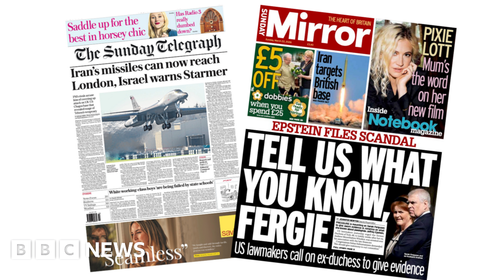 Newspaper headlines: ‘Iran’s missiles can now reach London’ and ‘Tell us what you know, Fergie’