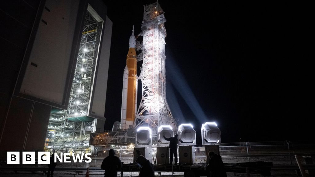 Nasa’s Moon rocket Artemis rolls back to pad for possible April launch