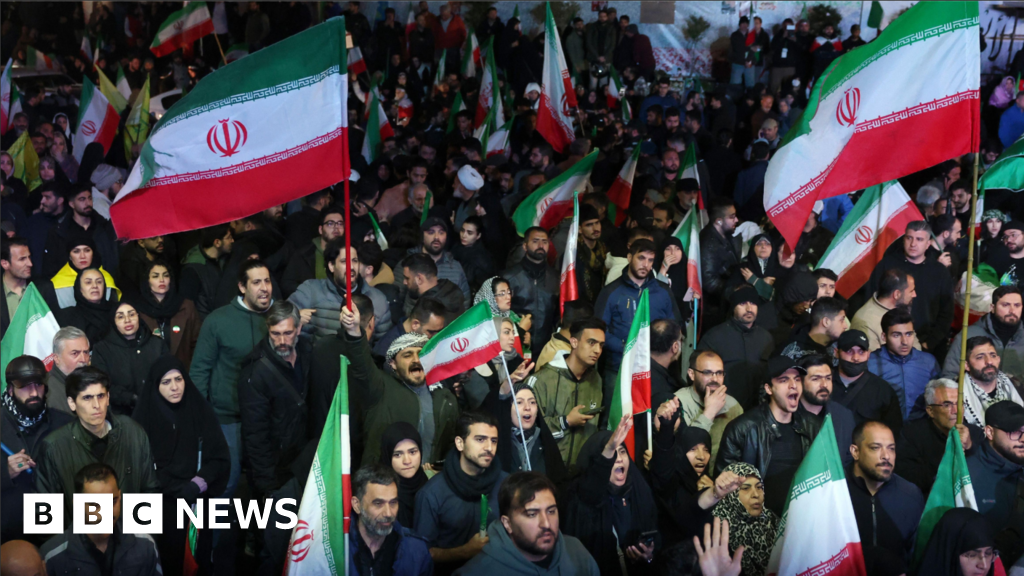 Iranians gather in Tehran following ceasefire announcement