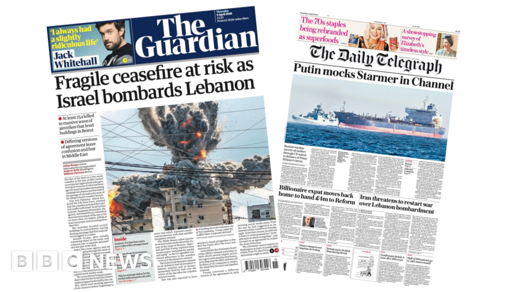 Newspaper headlines: ‘Fragile ceasefire at risk’ and ‘Putin mocks Starmer’