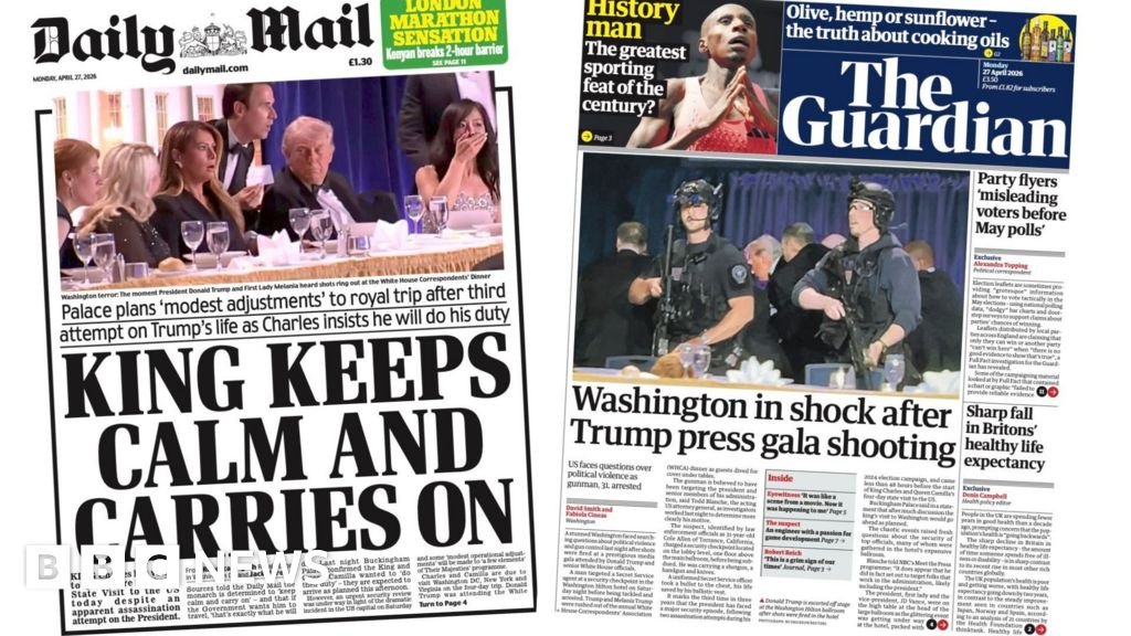 Newspaper headlines: ‘Washington in shock’ and ‘King keeps calm’