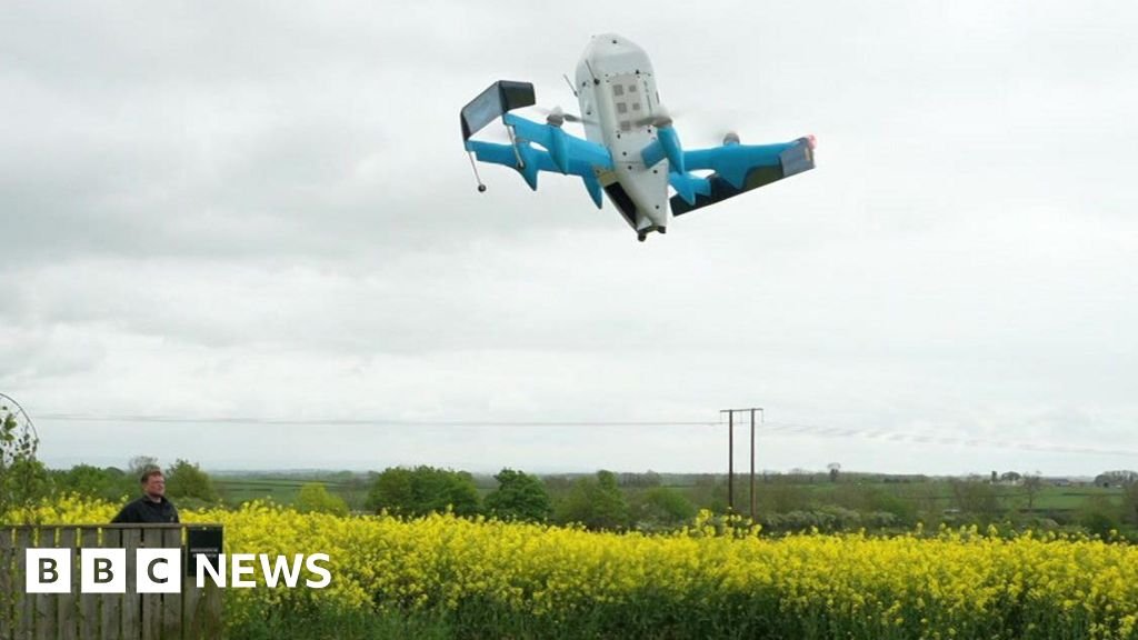‘We had people come just to see it’: Amazon delivers its first UK parcels by drone