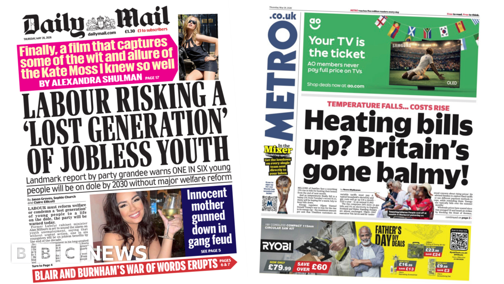 Newspaper headlines: ‘Labour risking ‘lost generation’ and ‘Britain’s gone balmy!’