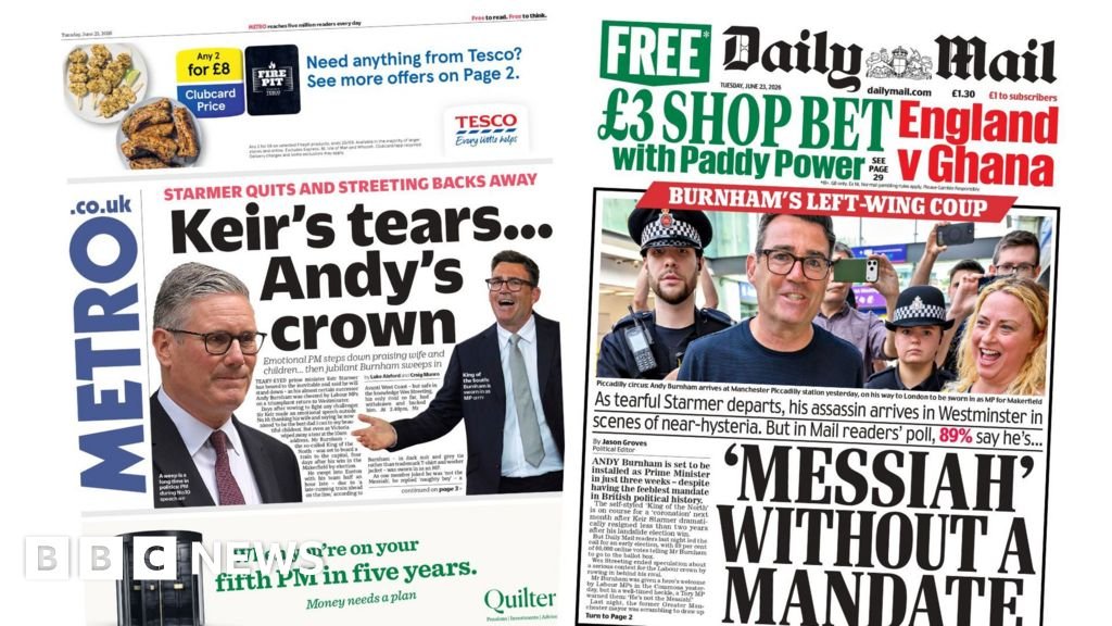 Newspaper headlines: ‘Keir’s tears… Andy’s crown’ and ‘Messiah without a mandate’