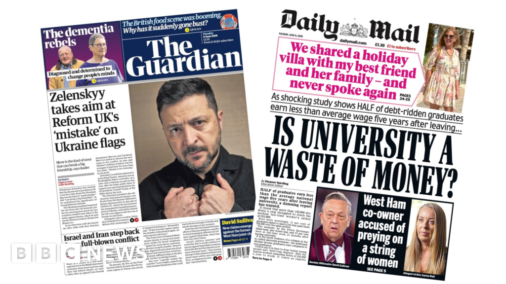 Newspaper headlines: ‘Israel and Iran step back’ and ‘Is university a waste of money?’