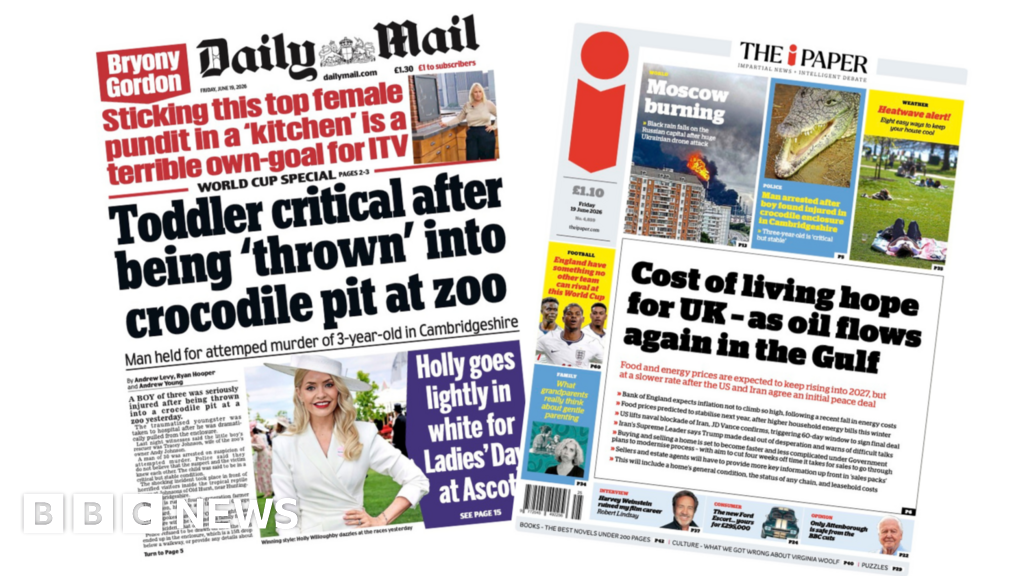 Newspaper headlines: ‘Toddler critical’ and ‘cost of living hope’