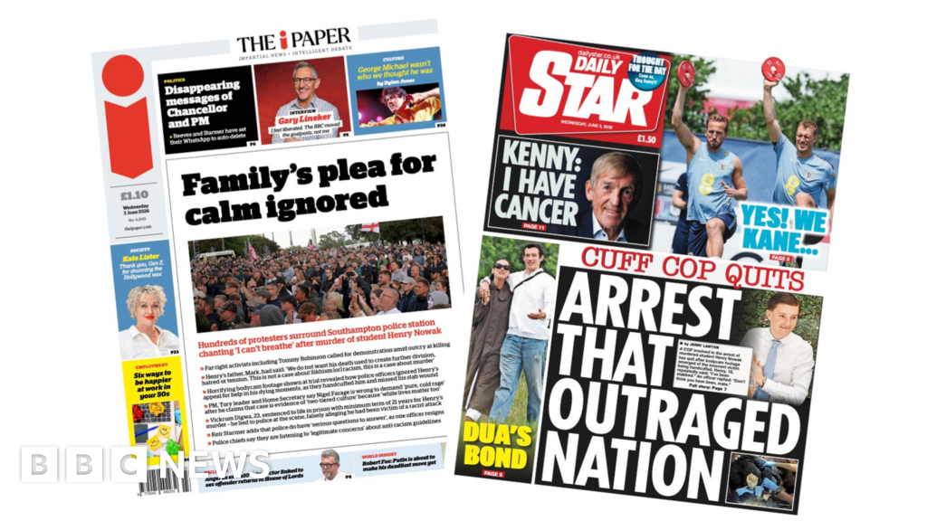 Newspaper headlines: ‘Plea for calm ignored’ and ‘Arrest that outraged nation’