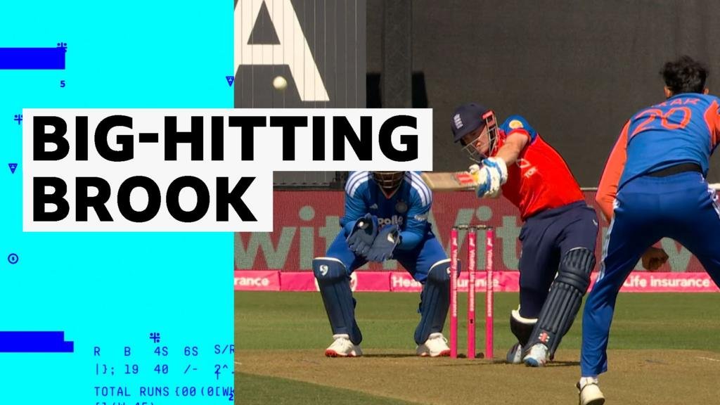 England v India – fifth T20, Southampton: Harry Brook reaches 50 with 5 sixes